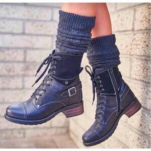 Taos Combat Boots Crave Lace Up Leather Portugal Women's Size 9-9.5 EU 40 Black